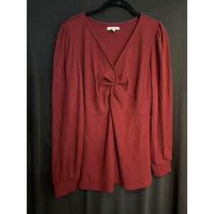 Women's Burgandy Maurices Ribbed Knit‎ Blouse Size L